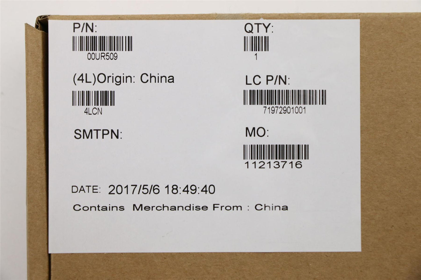 Lenovo 00UR509 LABEL, GEO, ASM
