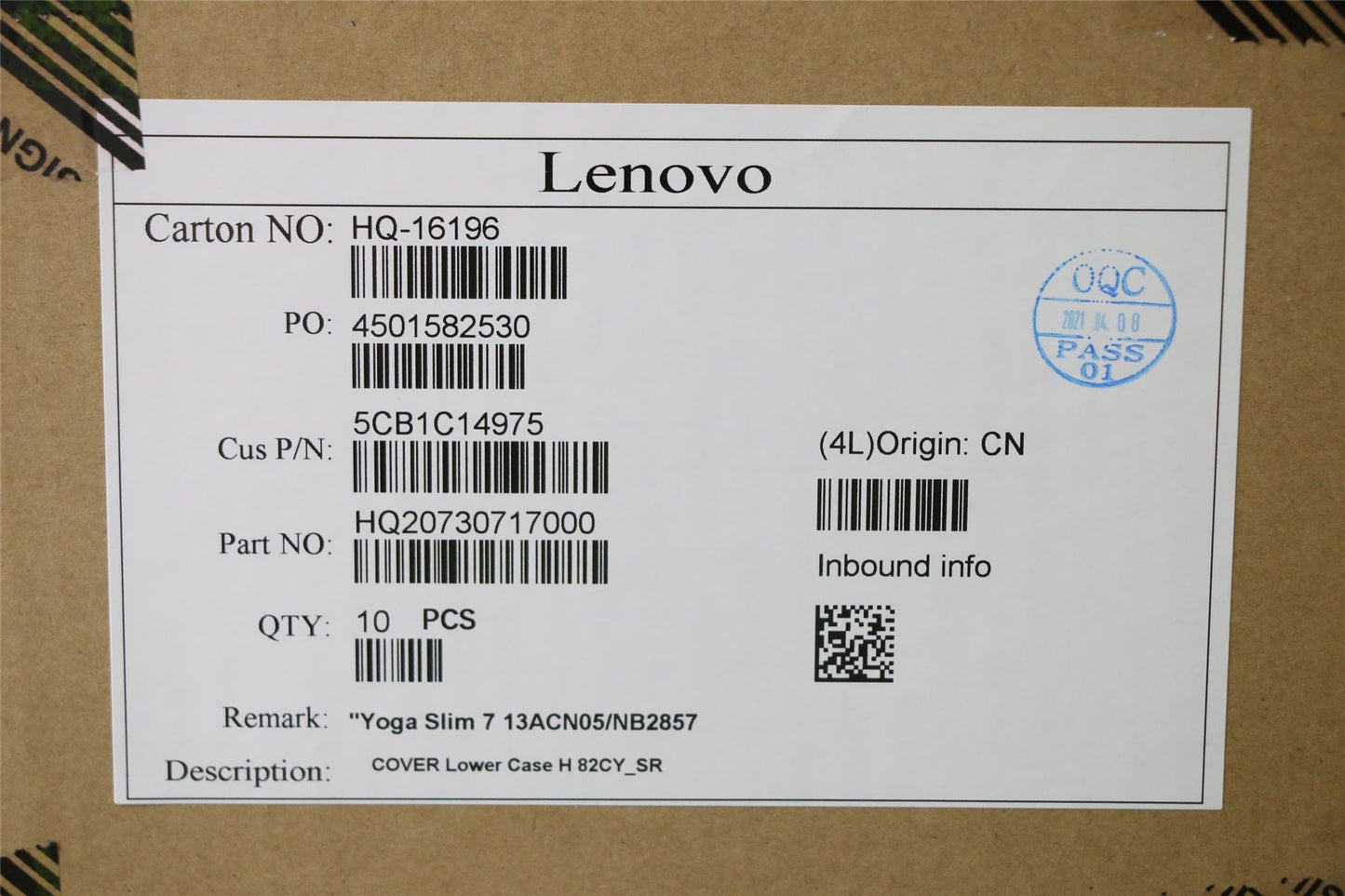 Lenovo Yoga 7-13ACN05 Bottom Base Lower Chassis Cover Silver 5CB1C14975