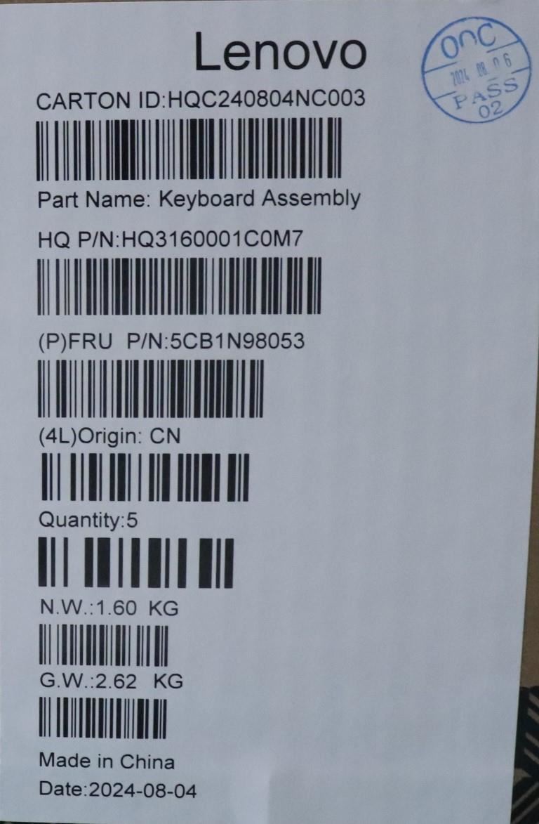 Lenovo UpperCaseASM HUN H83DJ NFP TT 5CB1N98053