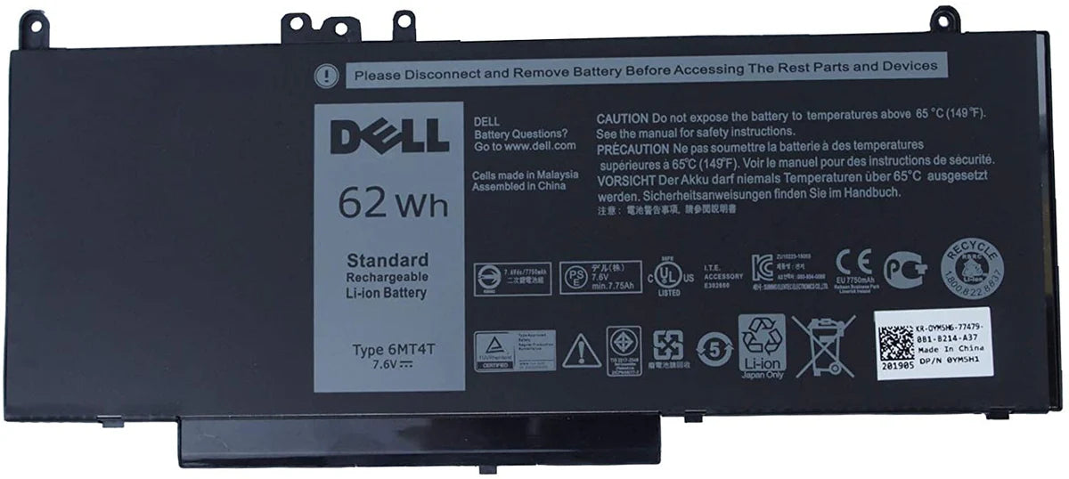 Dell Battery 4 Cell 62WHR Lithium Ion 07V69Y 7V69Y