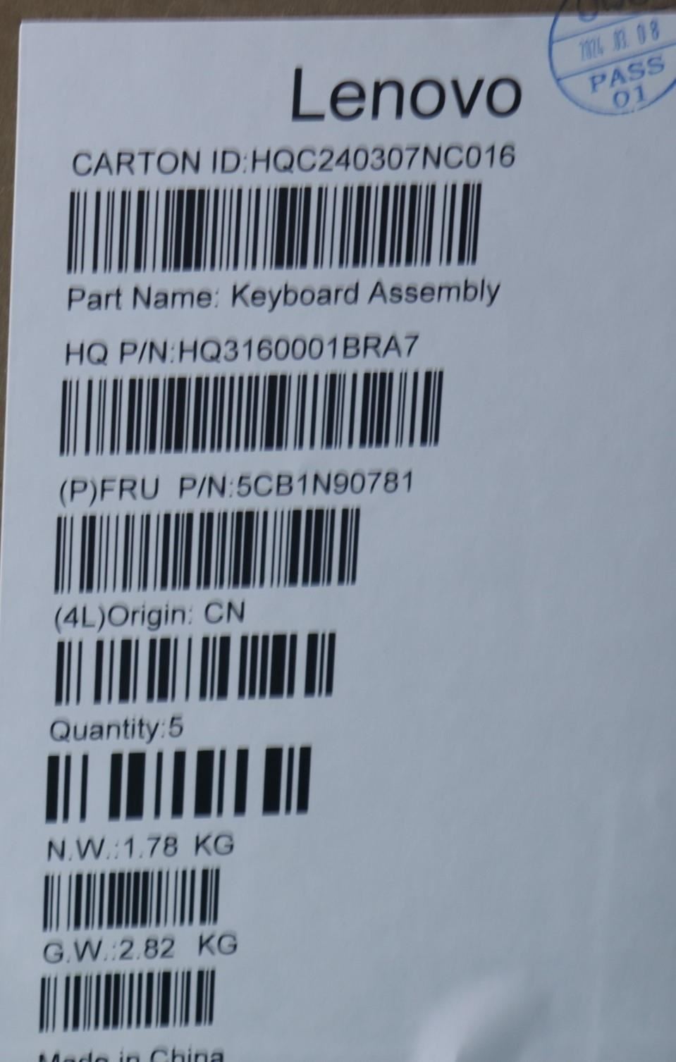 Lenovo Upper Case ASM HUN H 83E3 LG PST 5CB1N90781