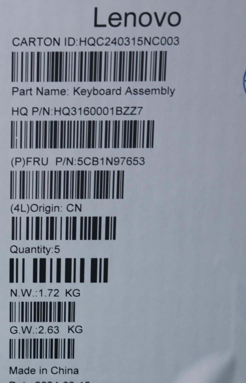 Lenovo UpperCaseASM SPA H83DJ NFP SG 5CB1N97653