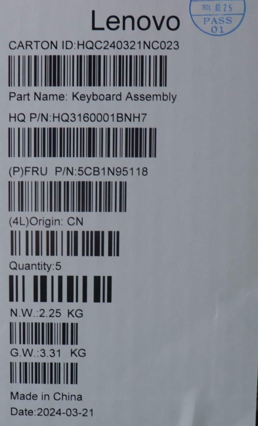 Lenovo Upper Case ASM SWS H 83DS FP CB 5CB1N95118