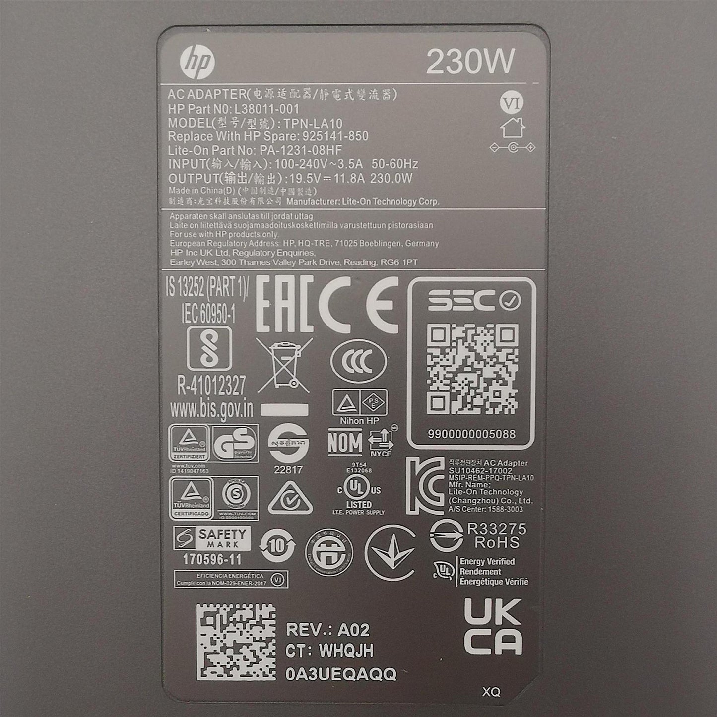 Genuine HP Omen 15-DG 17-CB AC Power Adapter Charger Supply 230W 925141-850