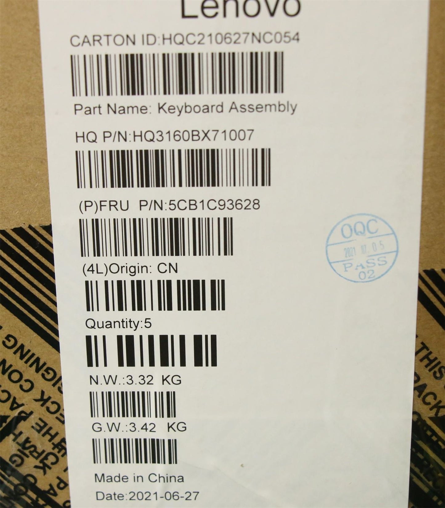 Lenovo ThinkBook G2 ITG Palmrest Cover Keyboard French Grey 5CB1C93628