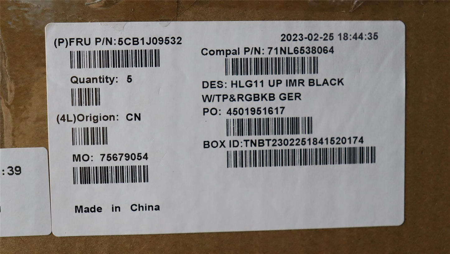 Lenovo IdeaPad 3 16IAH7 Palmrest Cover Touchpad Keyboard German Black 5CB1J09532