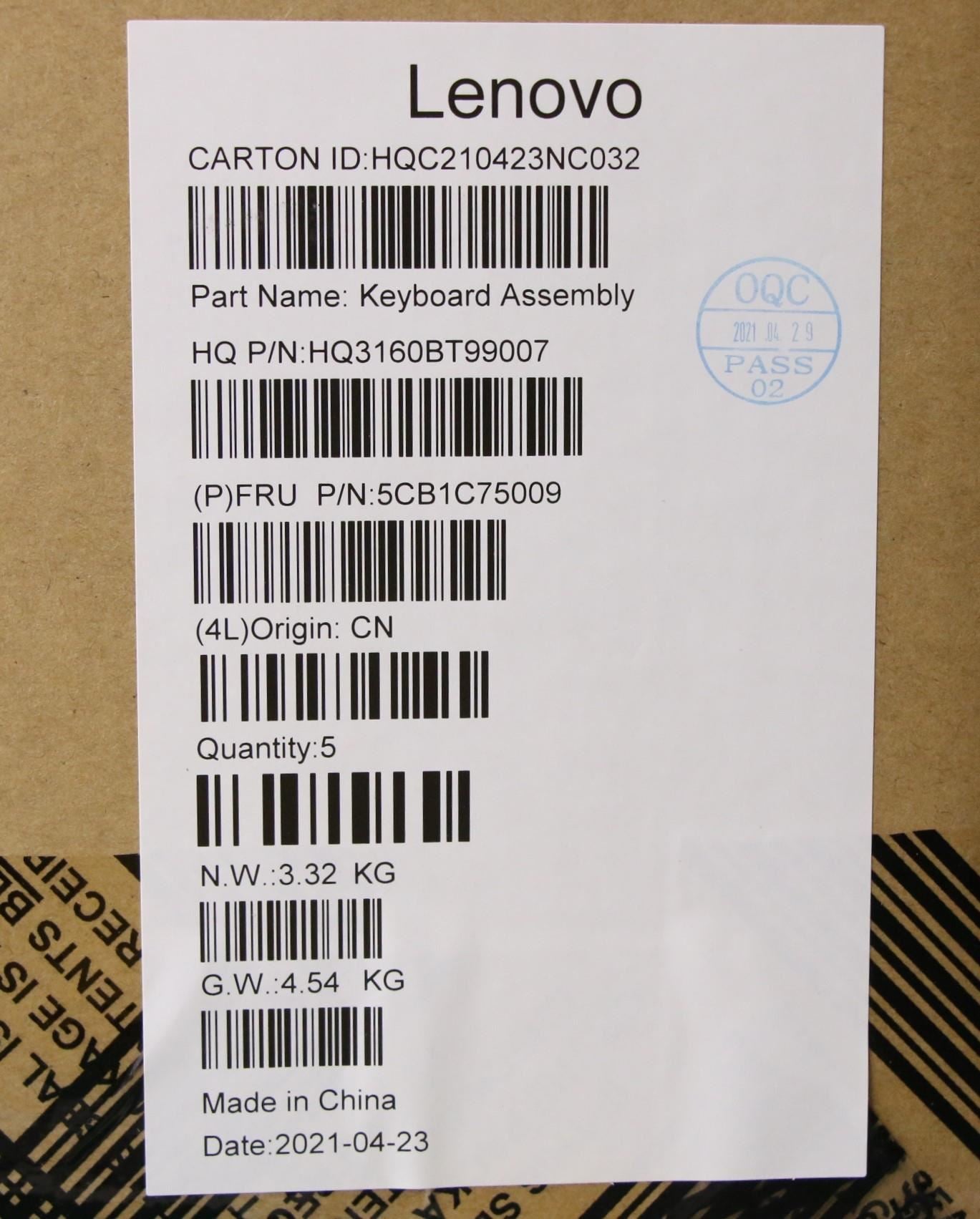 Lenovo IdeaPad 5 16ACH6 Palmrest Cover Touchpad Keyboard Hebrew Grey 5CB1C75009