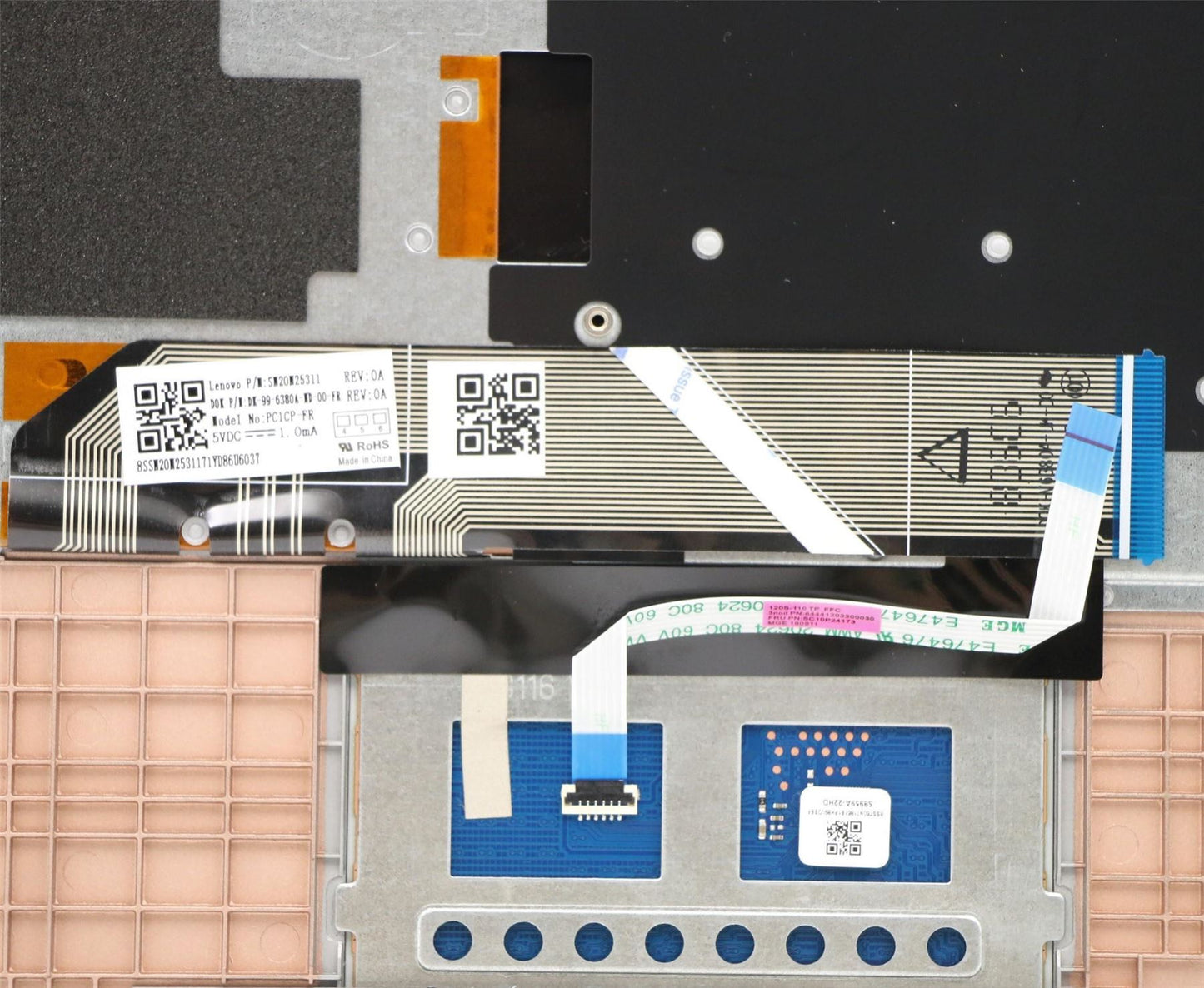Lenovo IdeaPad S130-11IGM Keyboard Palmrest Top Cover French Silver 5CB0R61211