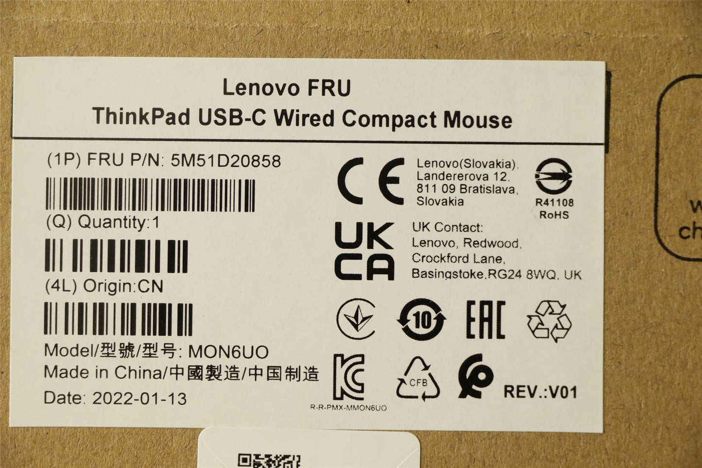 Lenovo ThinkPad L15 Gen 3 USB Wired Mouse Black 5M51D20858
