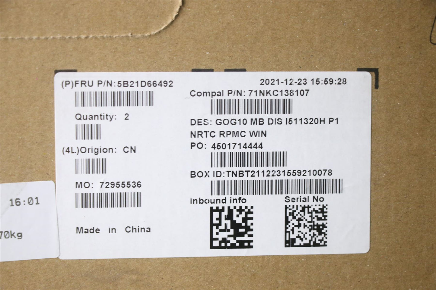 Lenovo 5B21D66492 MBC82K1WINI511320H_RTX3050TI RM