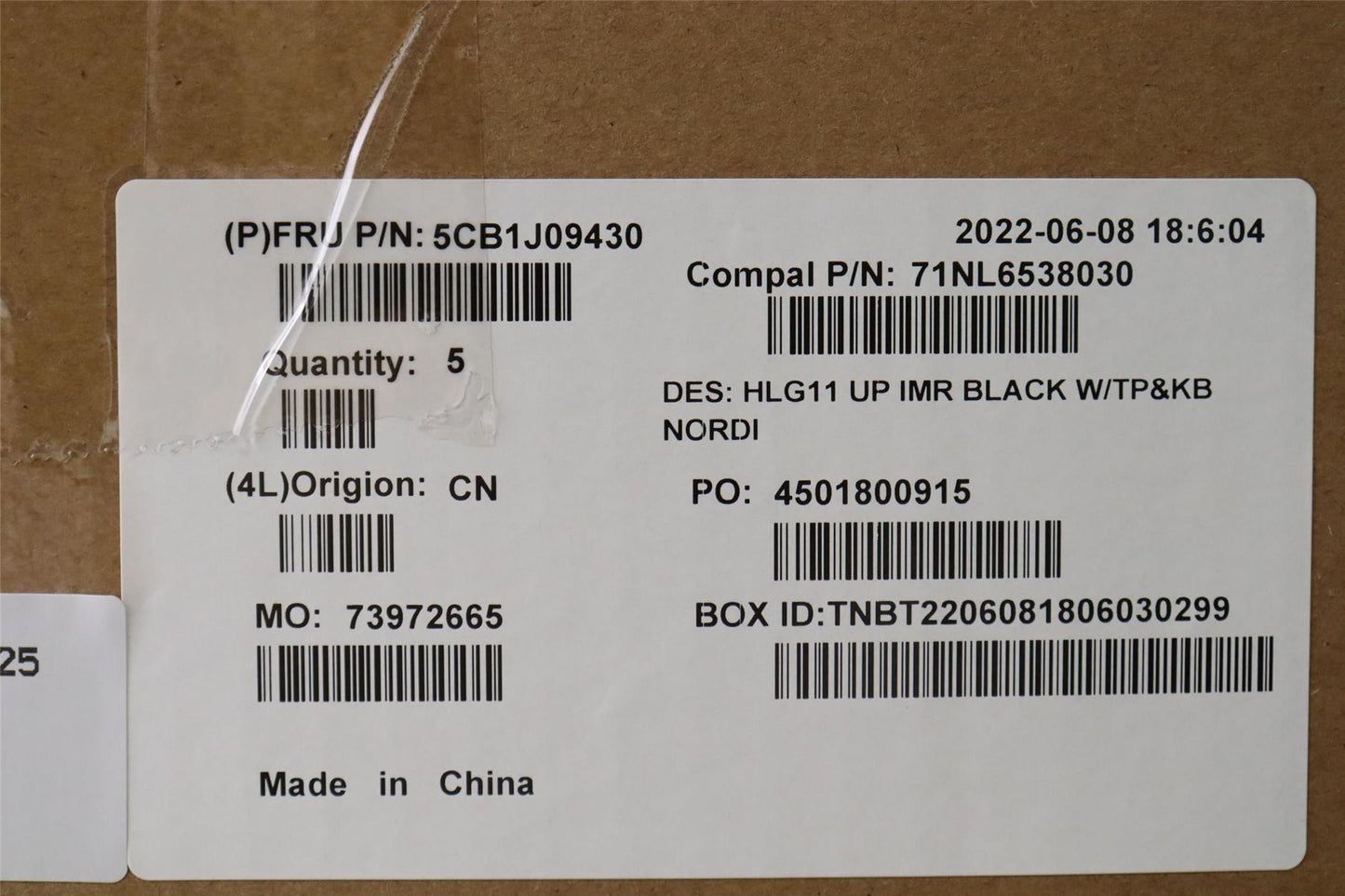 Lenovo Upper Case ASM_NORDIC C 82SA BLA 5CB1J09430