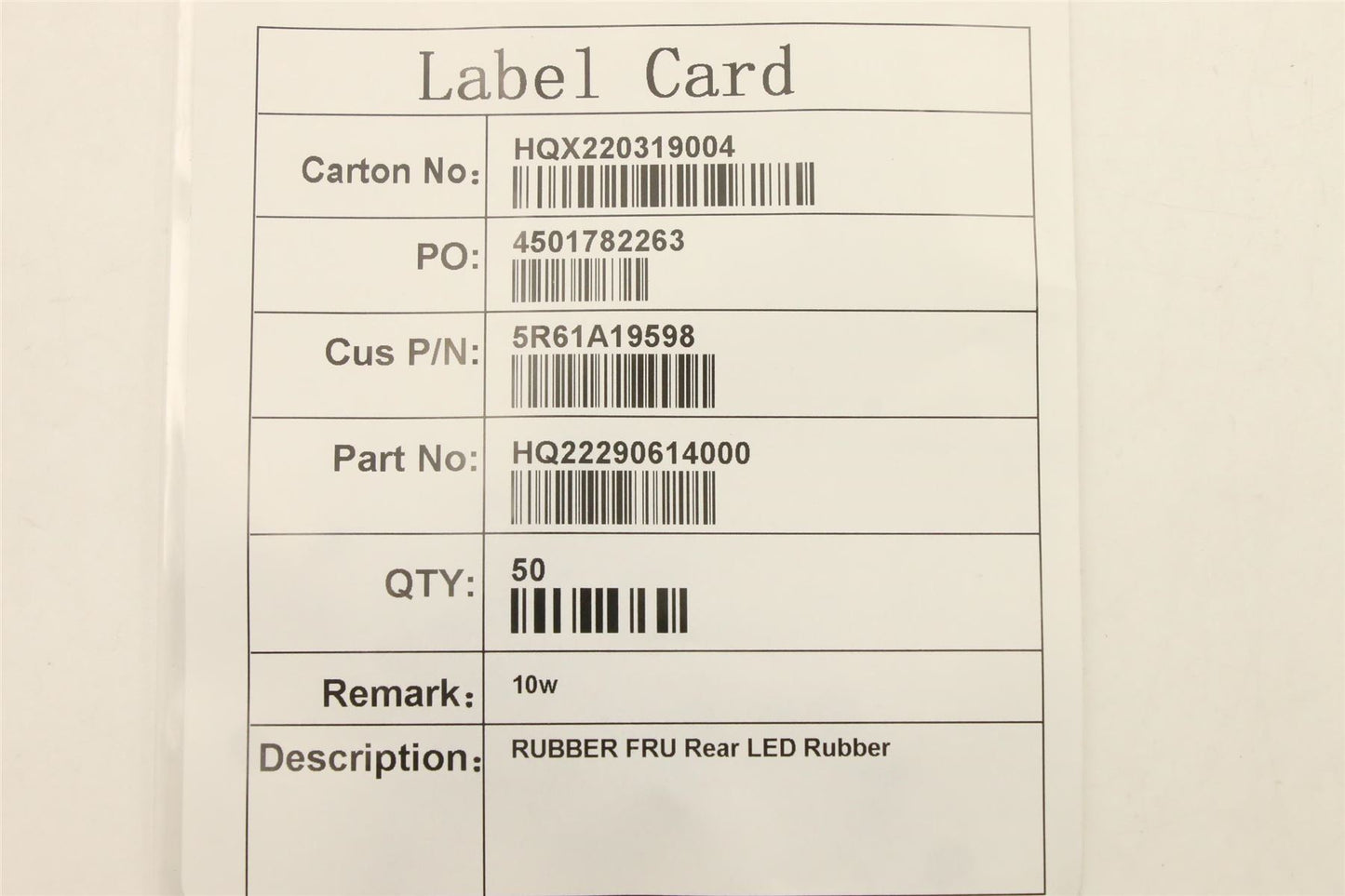 Lenovo RUBBER FRU Rear LED Rubber 5R61A19598