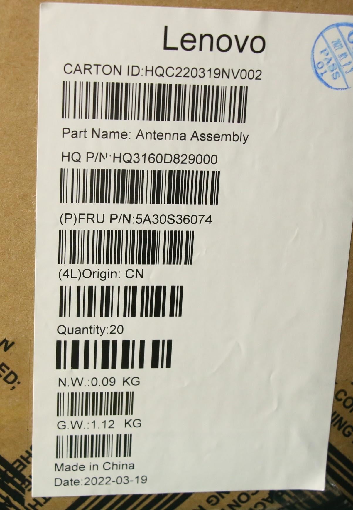 Lenovo Antenna H 82T3 Main+ Aux 5A30S36074