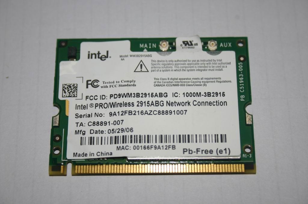 Lenovo MiniPCI a/b/g SKU1无线网卡41W1179 PCI Intel Board 11008186