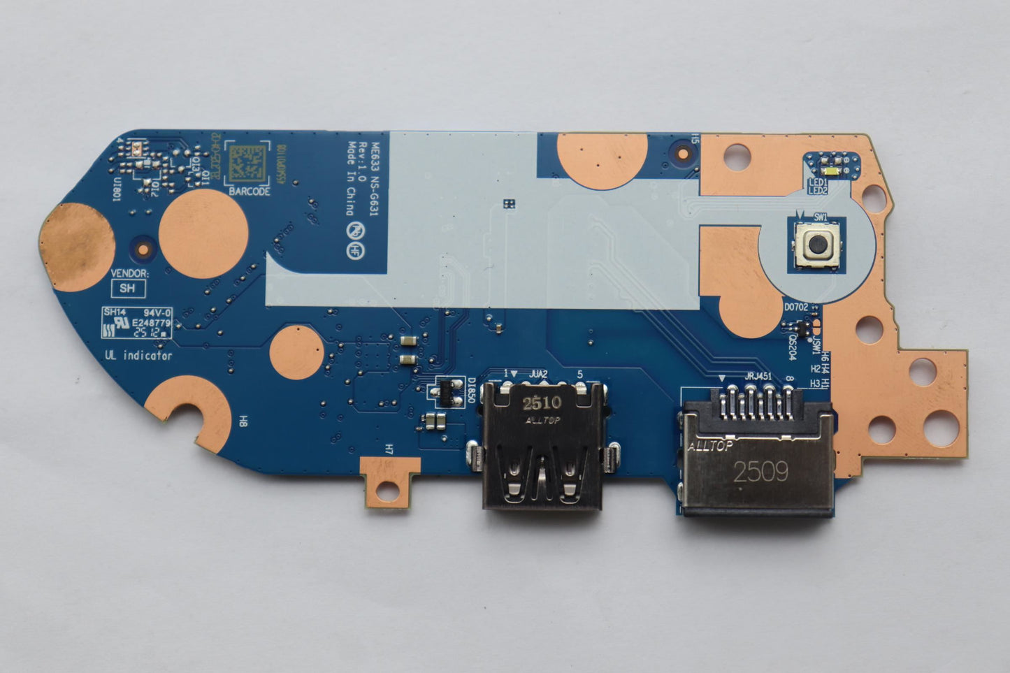 Lenovo CARDPOP PCBA IO/B NSG631 ME633 NON-FPR Fingerprint FPR I/O Board 5C51R91732