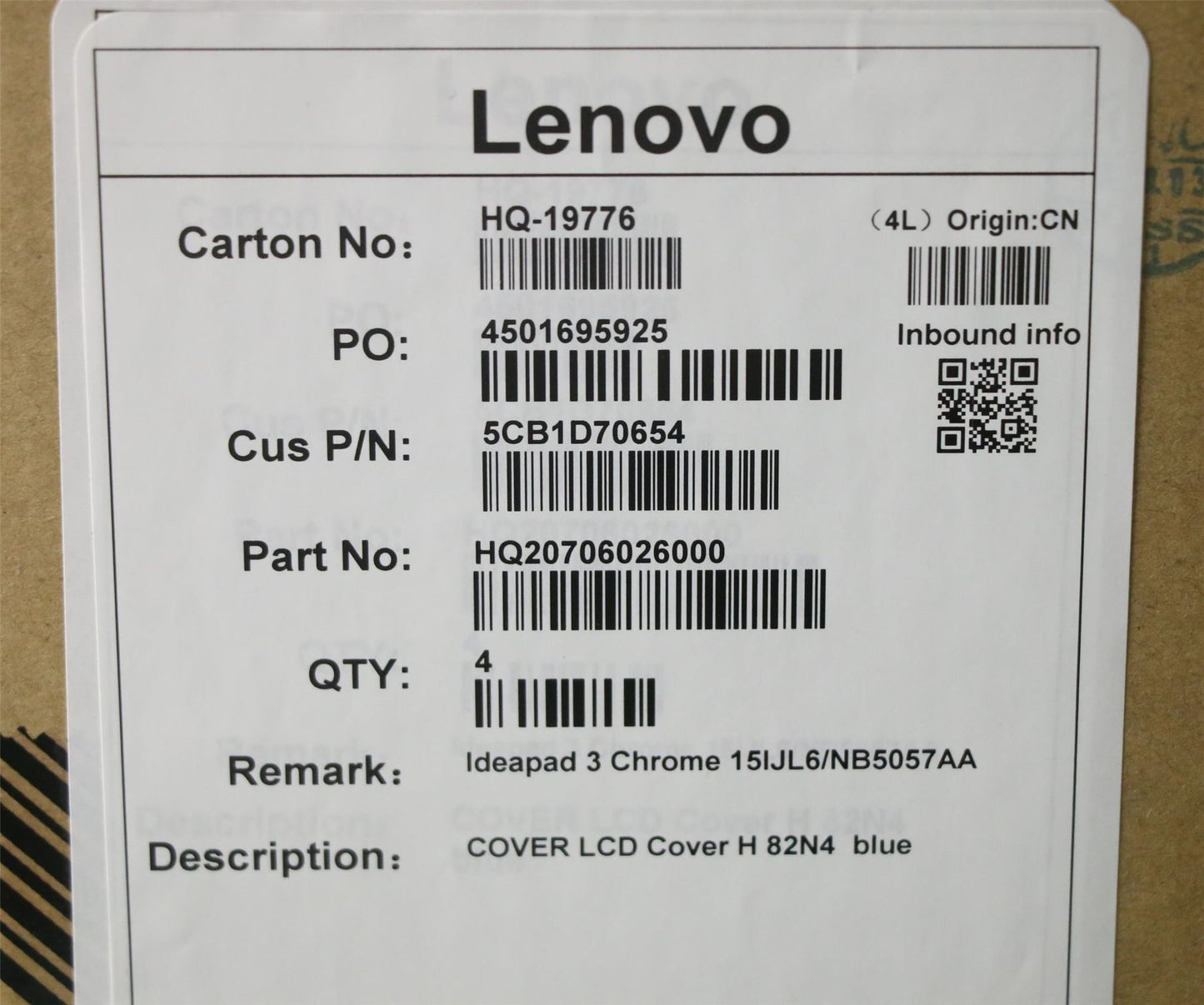 Lenovo IdeaPad 3 15IJL6 LCD Cover Rear Back Housing 5CB1D70654