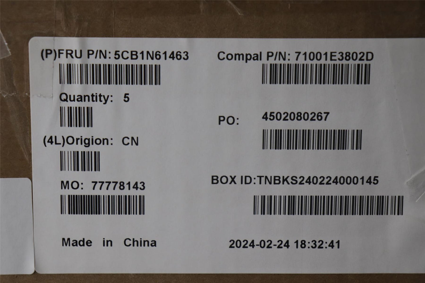 Lenovo Upper Case ASM_HBW C 83FD EB RGB 5CB1N61463