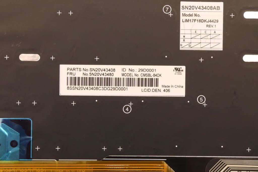 Lenovo ThinkPad L13 2 Keyboard Danish Silver Backlit 5N20V43480