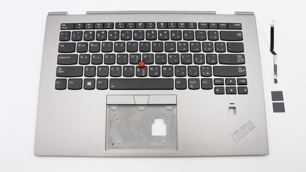 Lenovo Yoga X1 3rd Gen Keyboard Palmrest Top Cover Arabic Silver Backlit 01LX941