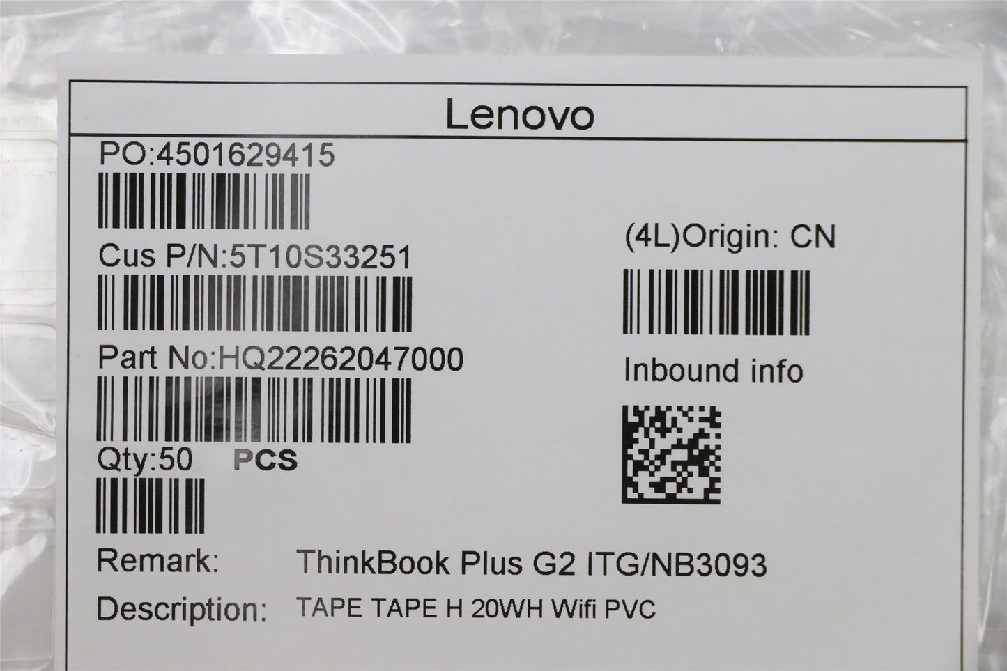 Lenovo TAPE TAPE H 20WH Wifi PVC 5T10S33251