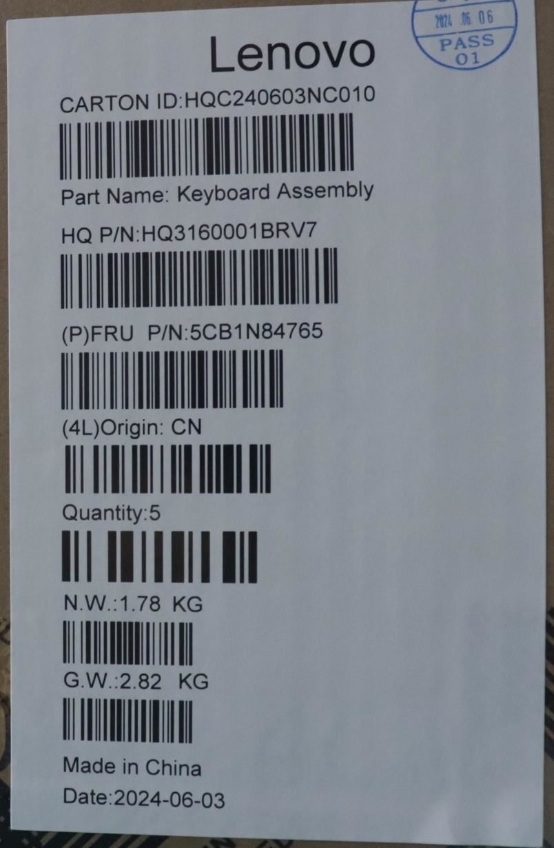 Lenovo Upper Case ASM FRA H 83E3 TT 5CB1N84765