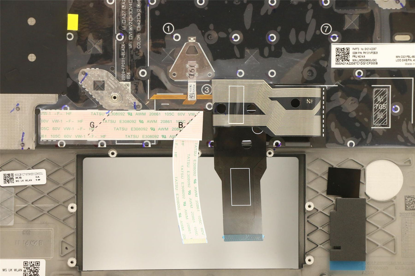 Lenovo 730 15IWL Keyboard Palmrest Top Cover Belgian Silver 5CB0T04944