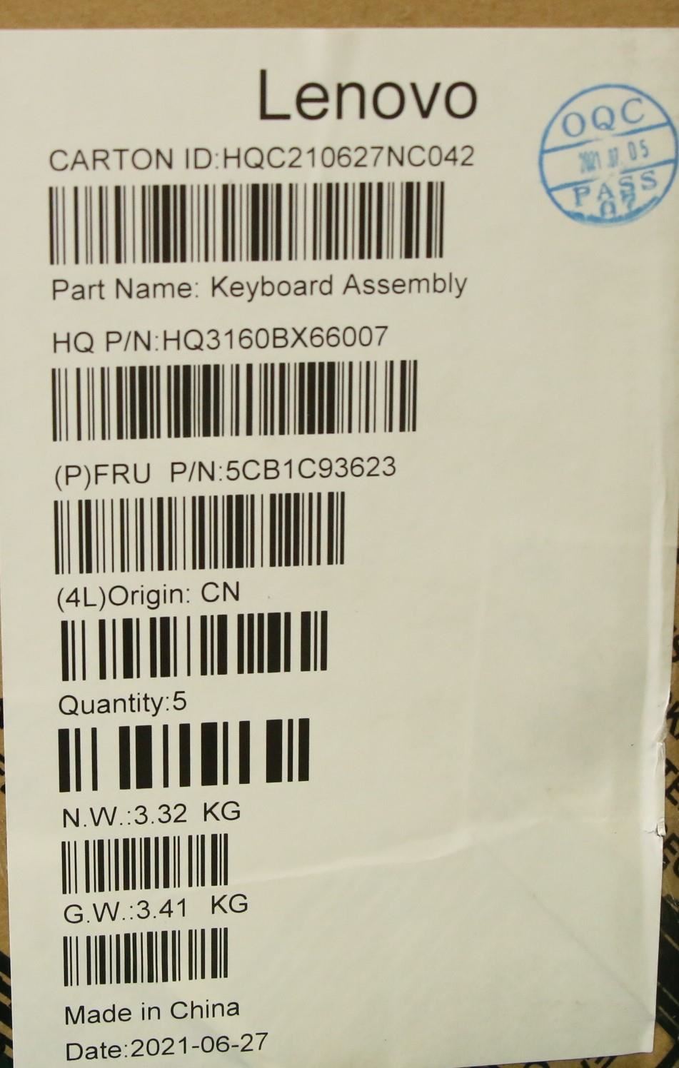 Lenovo ThinkBook G2 ITG Keyboard Palmrest Top Cover Czech Slovakian 5CB1C93623