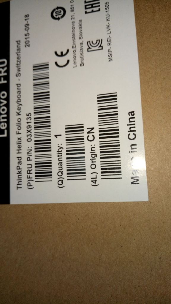 Lenovo TP Helix Folio KBD SWS Swiss Keyboard 03X9135