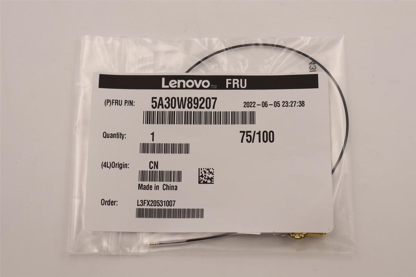 Lenovo Fru,210mm SMA RF Cable_HB 5A30W89207