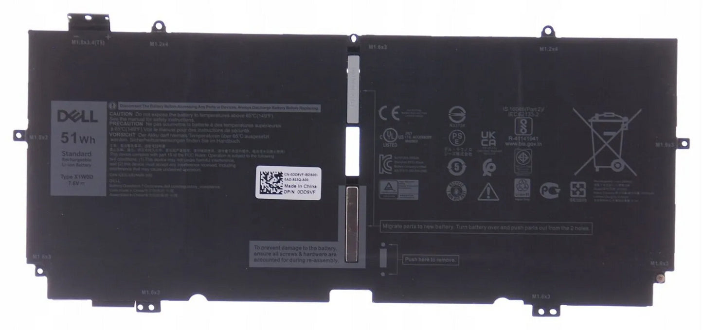 Dell Battery 51WHR 0DD9VF DD9VF BTRY,PRI,51WHR,4C,LITH,BYD