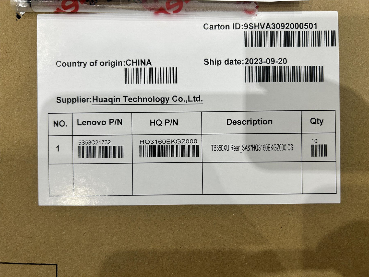 Lenovo TB350XU Rear_SA&*HQ3160EKGZ000 CS 5S58C21732