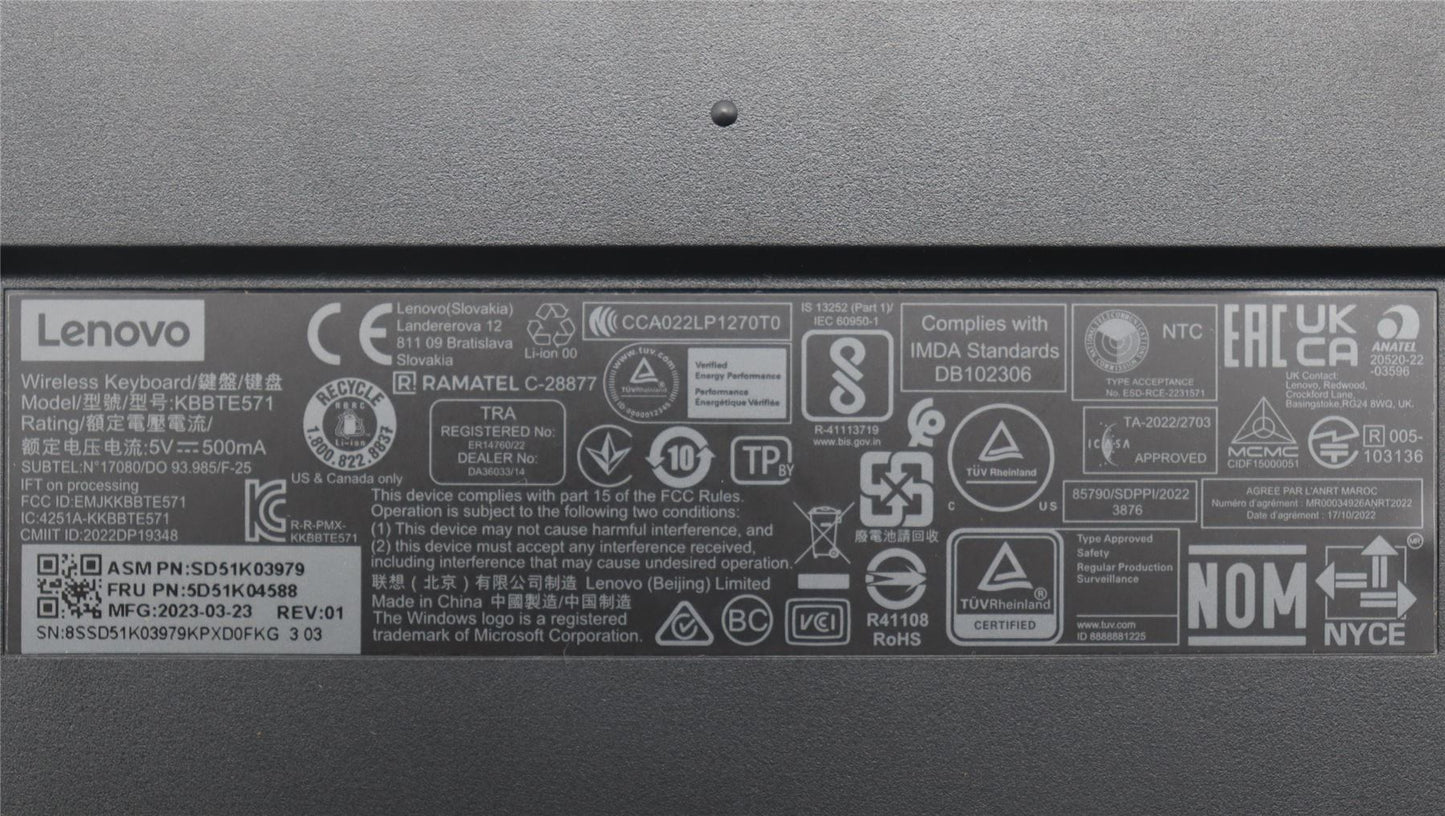Lenovo Ultraslim KB Gen II-US 5D51K04588