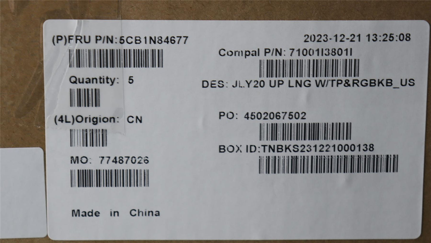 Lenovo Upper Case ASM ENG C 83DH LGRGB 5CB1N84677