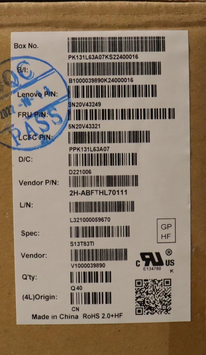 Lenovo ThinkPad L13 2 X13 Keyboard Thai Black 5N20V43321