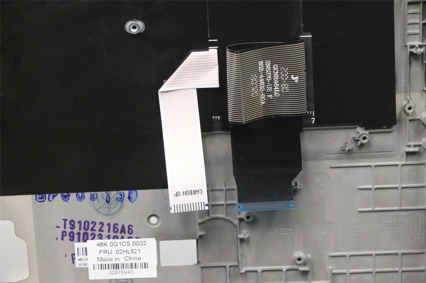 Lenovo Yoga X390 Keyboard Palmrest Top Cover Greek Black Backlit 02HL520