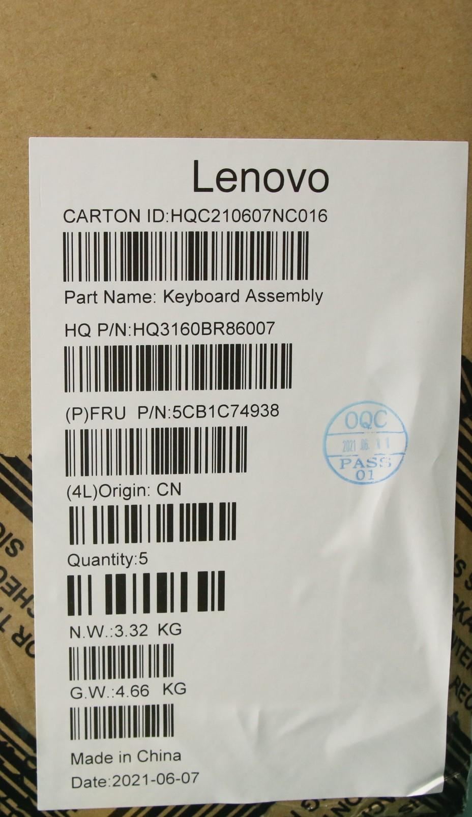 Lenovo IdeaPad 5 16ACH6 Palmrest Cover Touchpad Keyboard US Grey 5CB1C74938