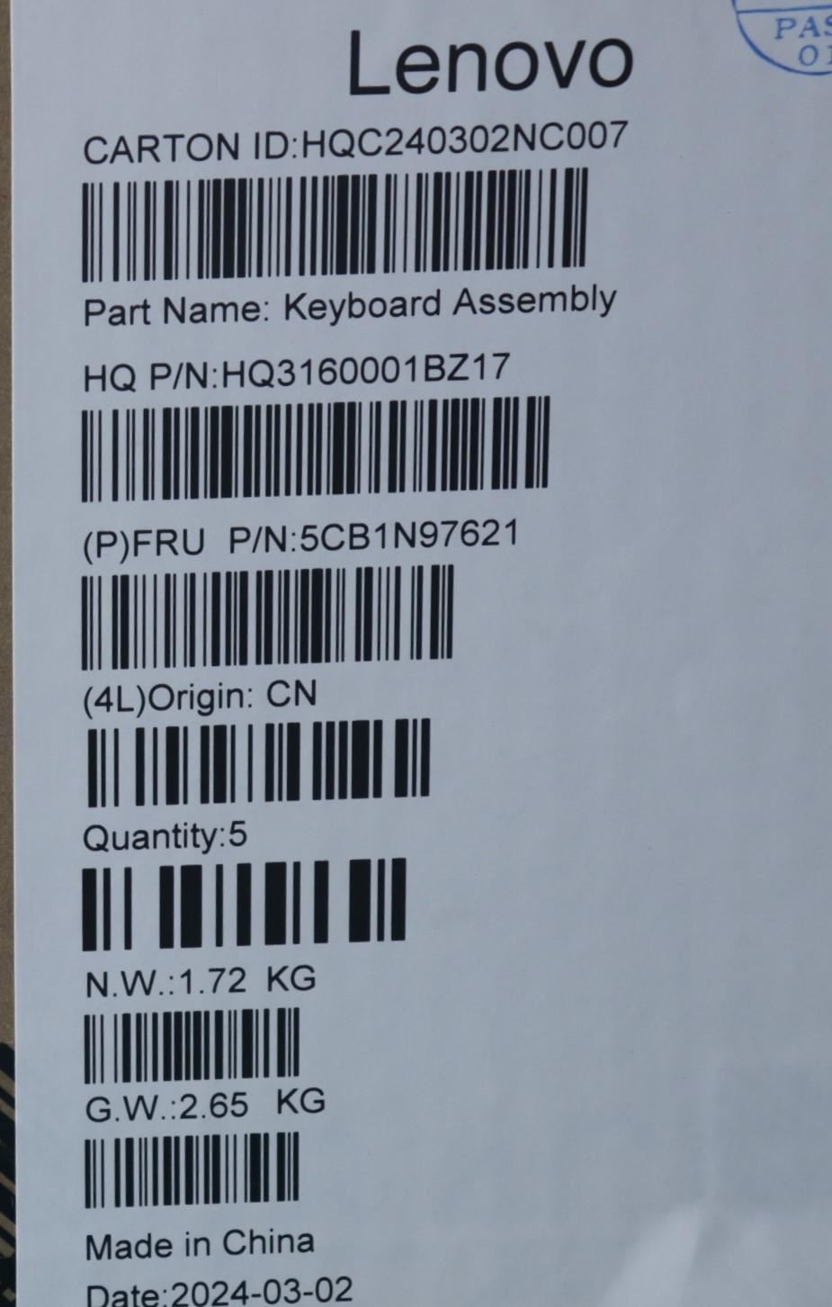 Lenovo UpperCaseASM SLV H83DJ FP SG 5CB1N97621