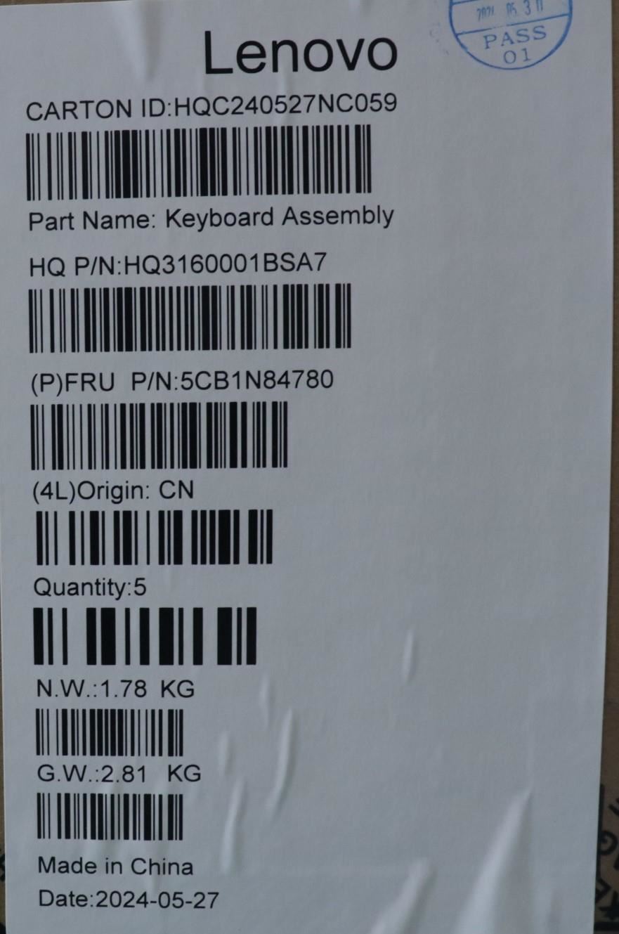 Lenovo Upper Case ASM ITA H 83E3 TT PST 5CB1N84780