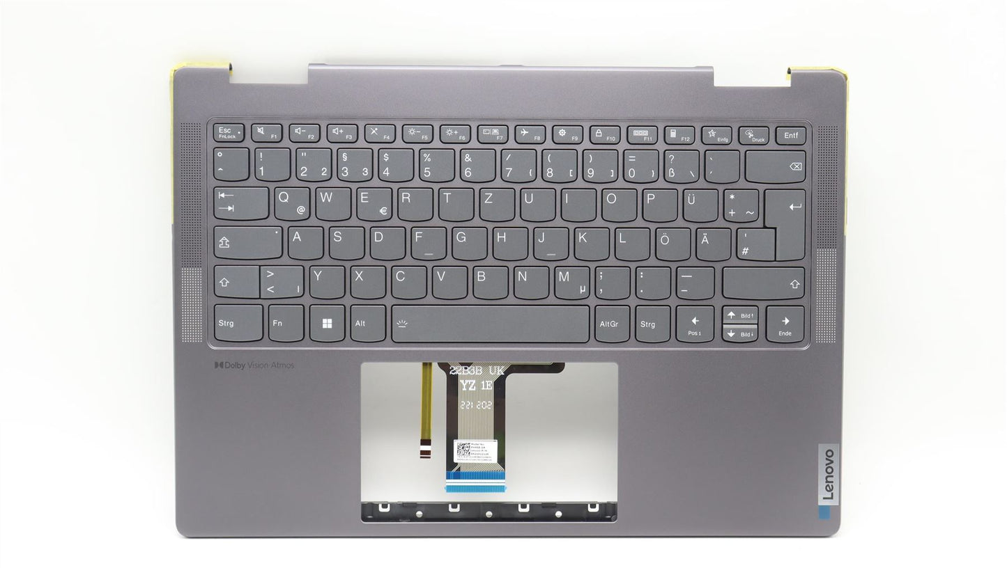 Lenovo Yoga 7 14IRL8 Keyboard Palmrest Top Cover German Storm Grey 5CB1L40806