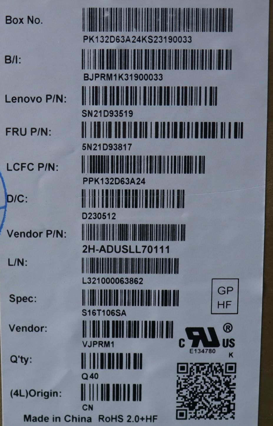 Lenovo NB_KYB CS22 NM TOP,BK-NBL,PMX,SLV 5N21D93817