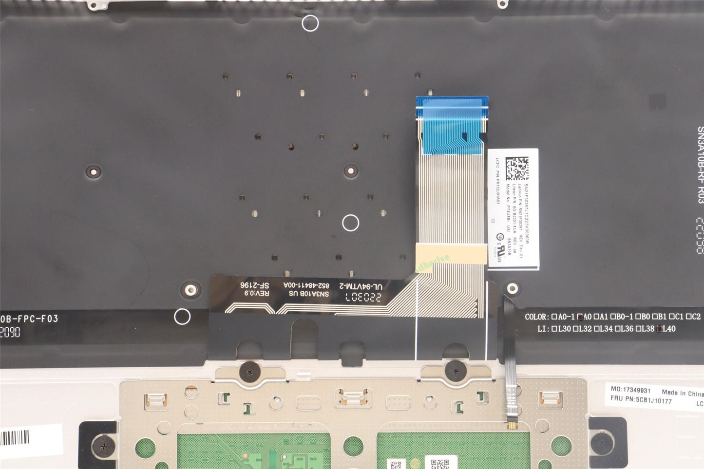 Lenovo Yoga 9 14IAP7 Palmrest Cover Touchpad Keyboard US Europe 5CB1J10177