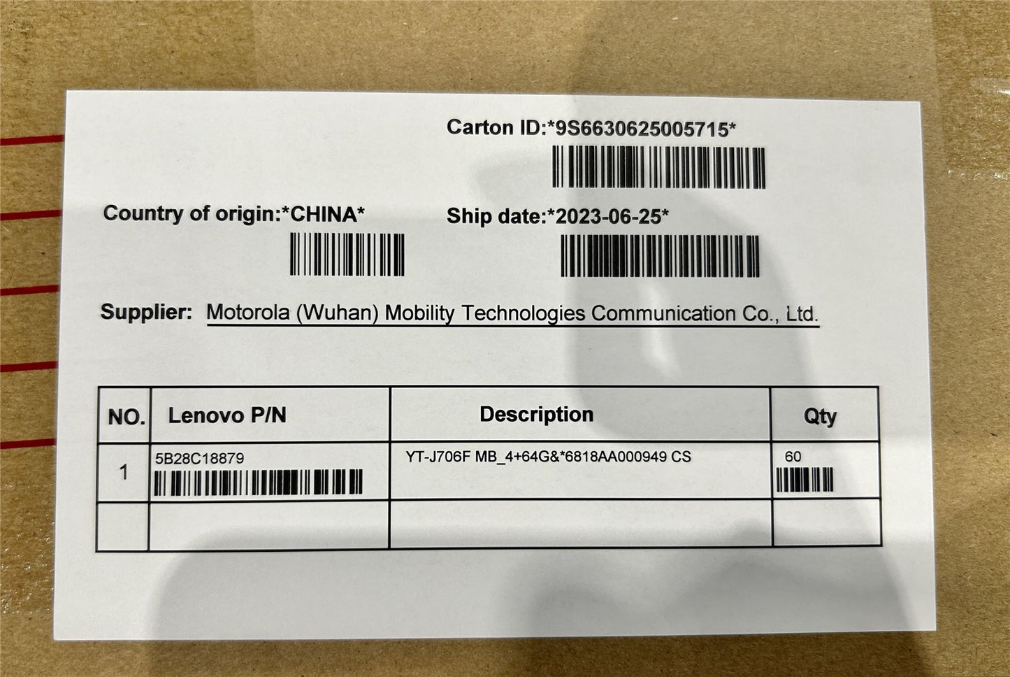 Lenovo YT-J706F MB_4+64G&*6818AA000949 CS 5B28C18879