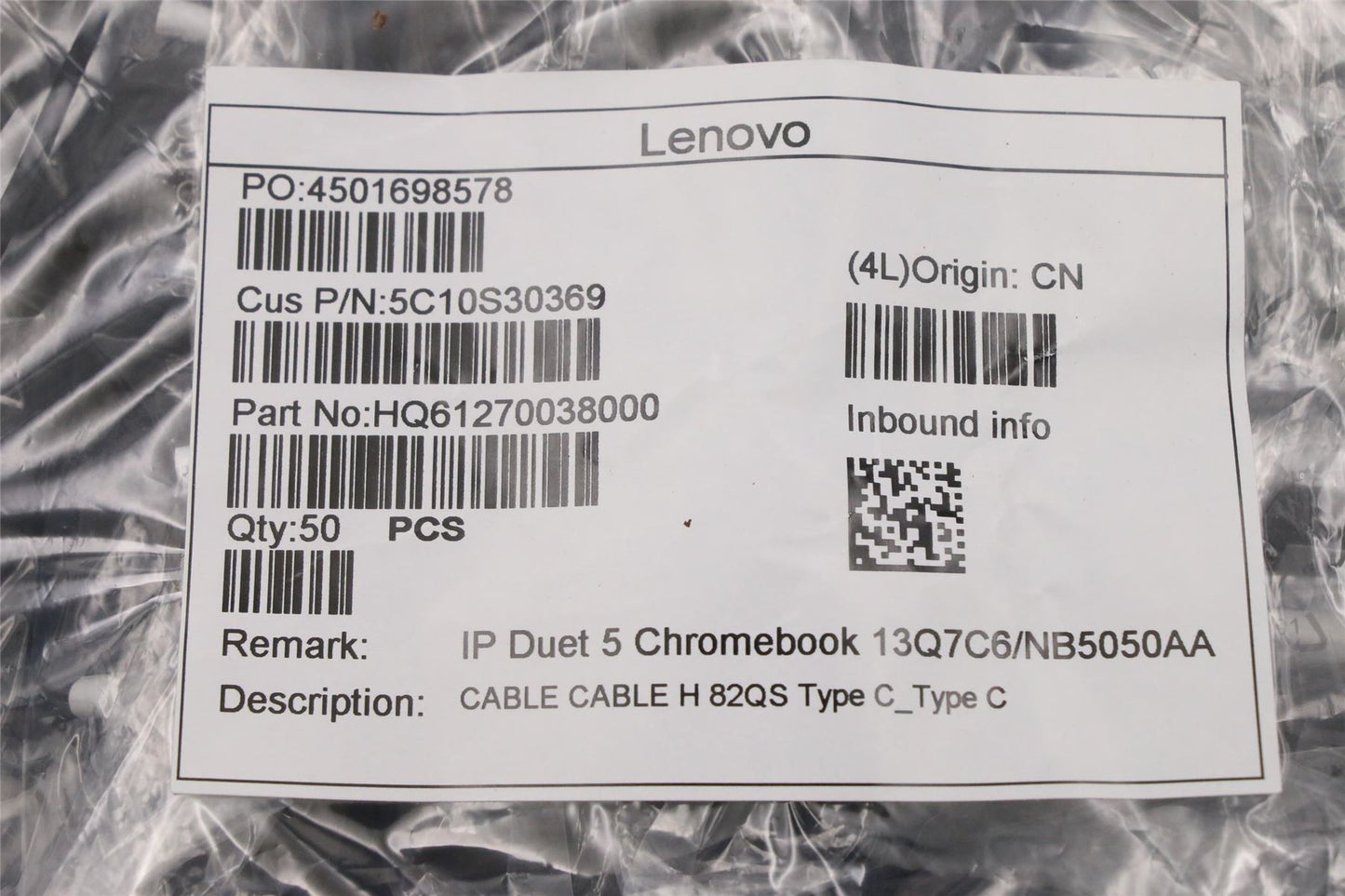 Lenovo 5C10S30369 CABLE H 82QS Type C_Type C