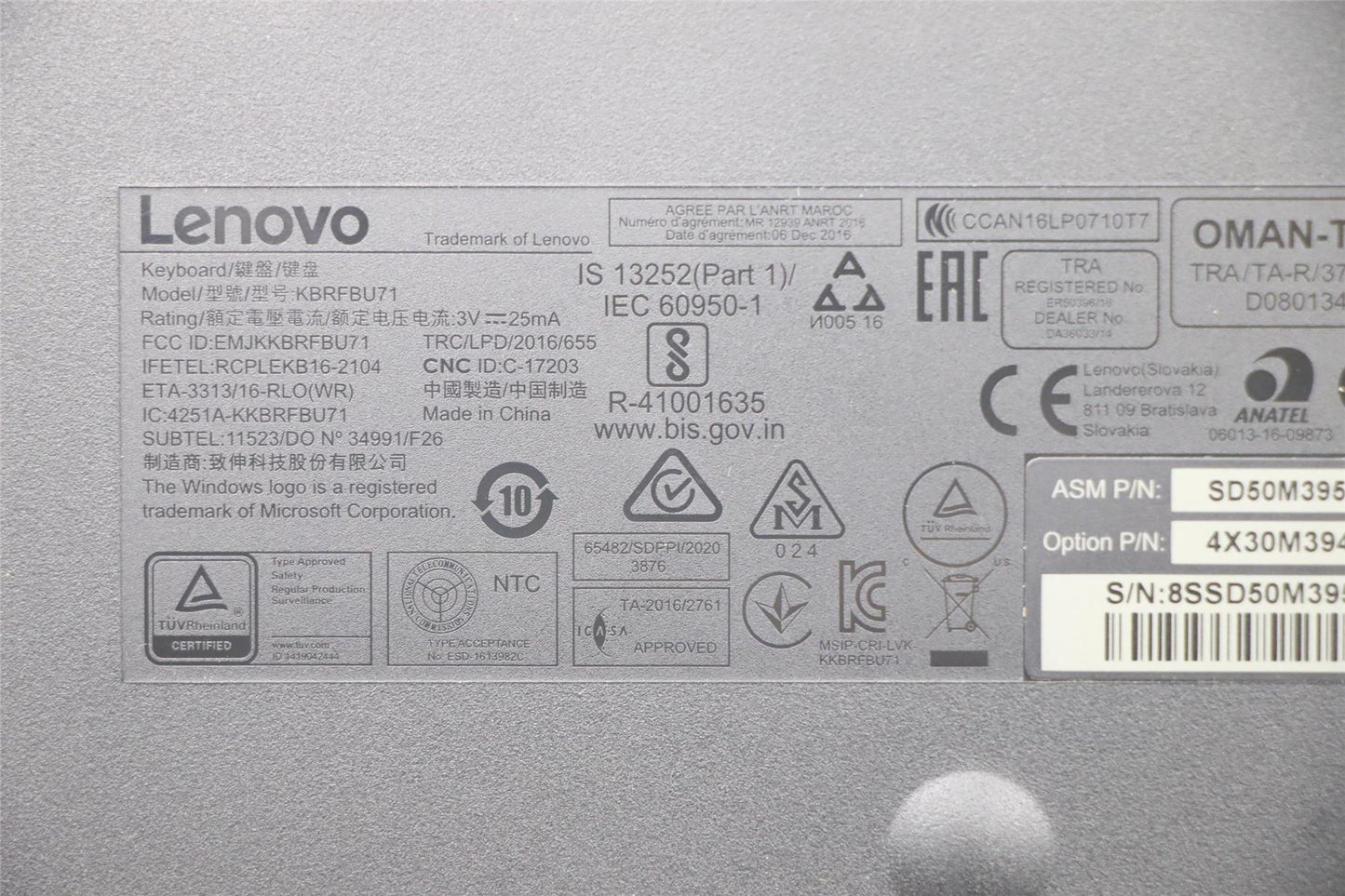 Lenovo ThinkPad T14 Gen 3 X13 Gen 3 T16 Gen 1 Wireless Keyboard Black 03X7356