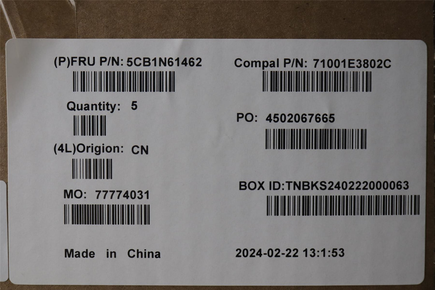 Lenovo Upper Case ASM_ARA C 83FD EB RGB 5CB1N61462