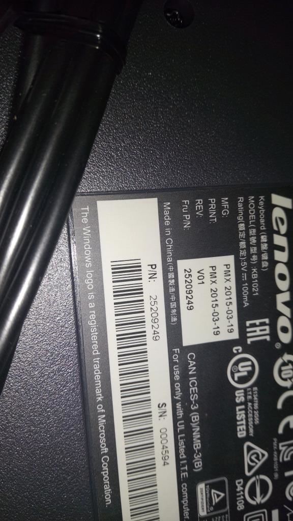 Lenovo Primax KB1021 USB keyboard(R)Win8 Keyboard 25209249