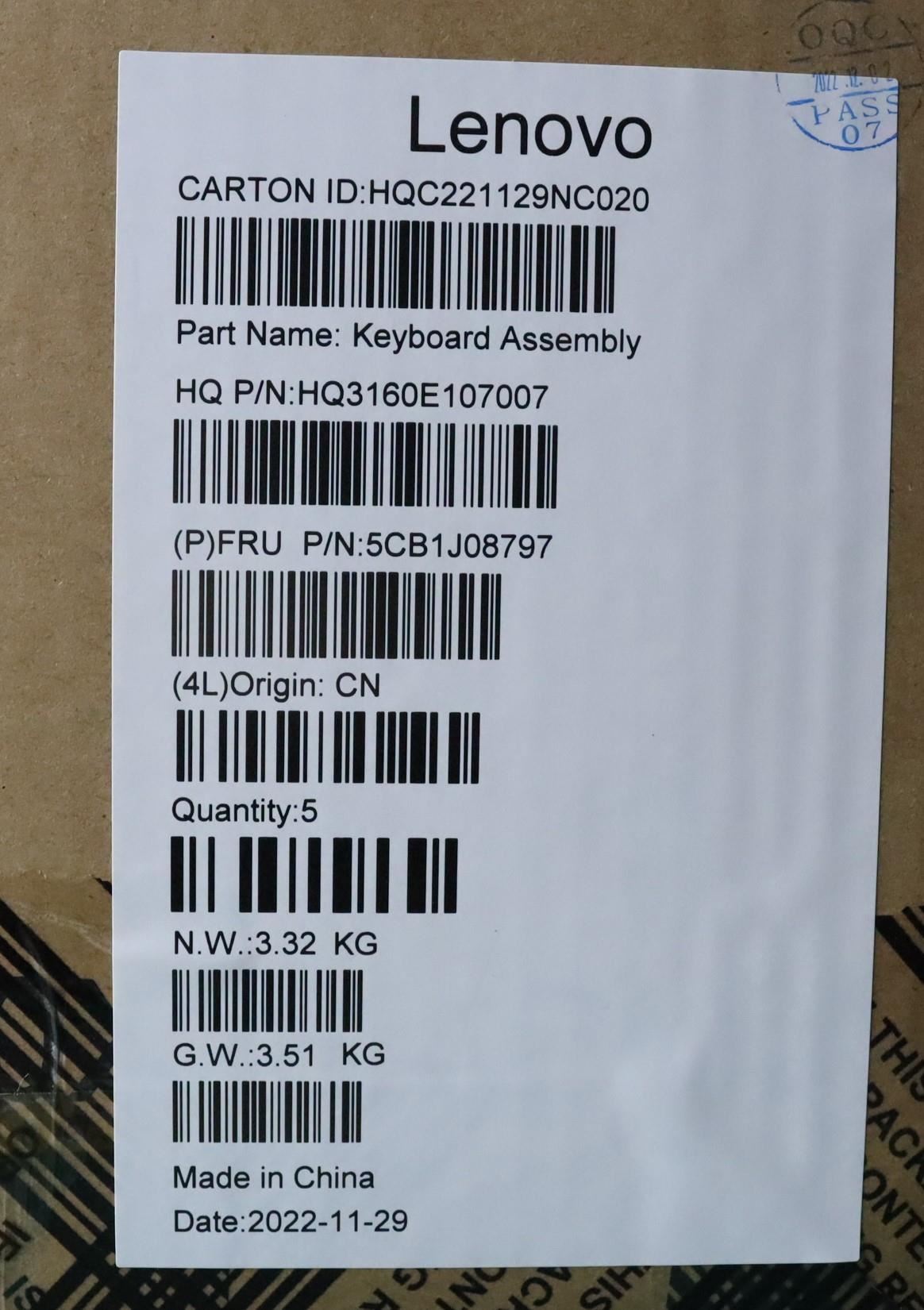 Lenovo Upper Case ASM_ITA H 82SN CLGY UMA 5CB1J08797