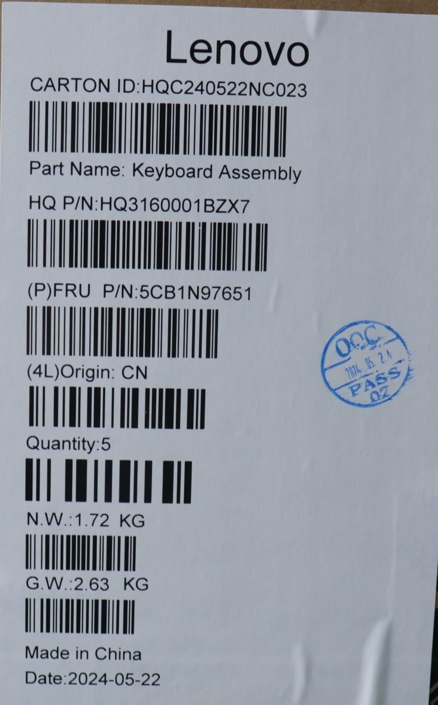 Lenovo UpperCaseASM RUS H83DJ NFP SG 5CB1N97651