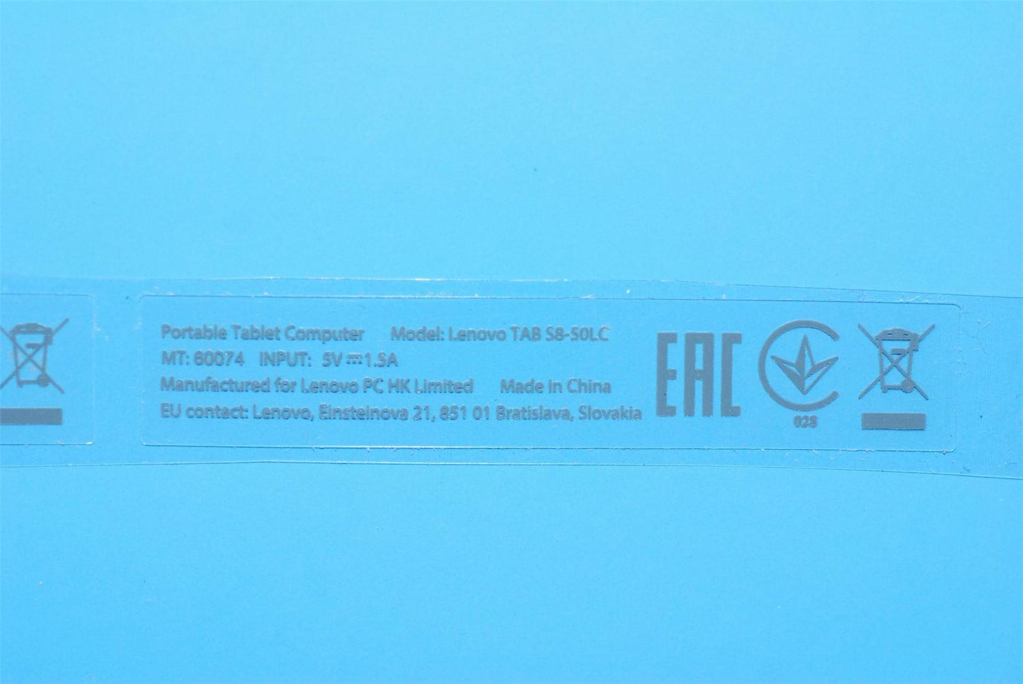 Lenovo S8-50 Rating label-LC RU&*1126616600CS 5L19A6N429