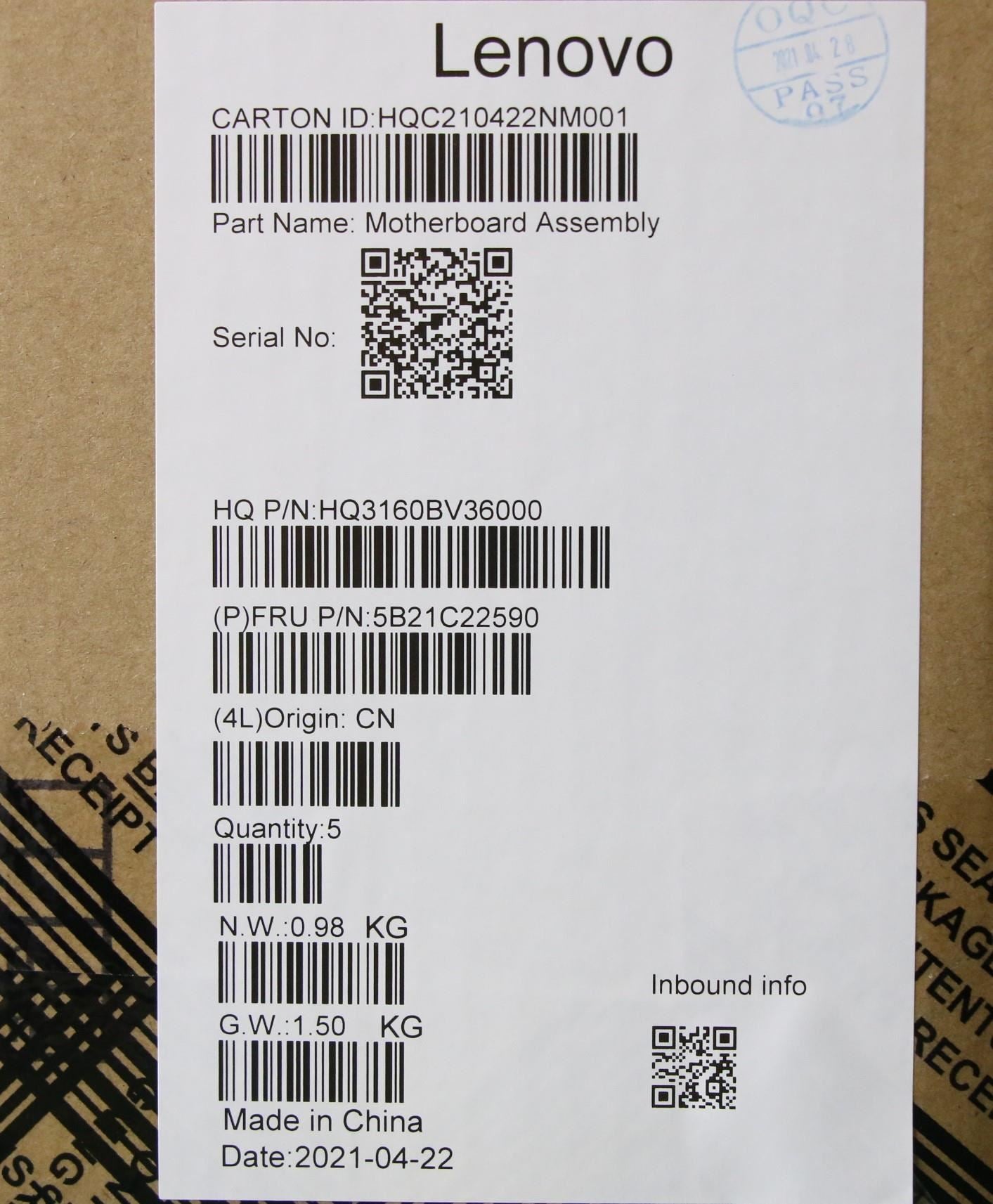 Lenovo IdeaPad 5 16IHU6 Motherboard Mainboard DIS intelI511300H 16G 5B21C22590